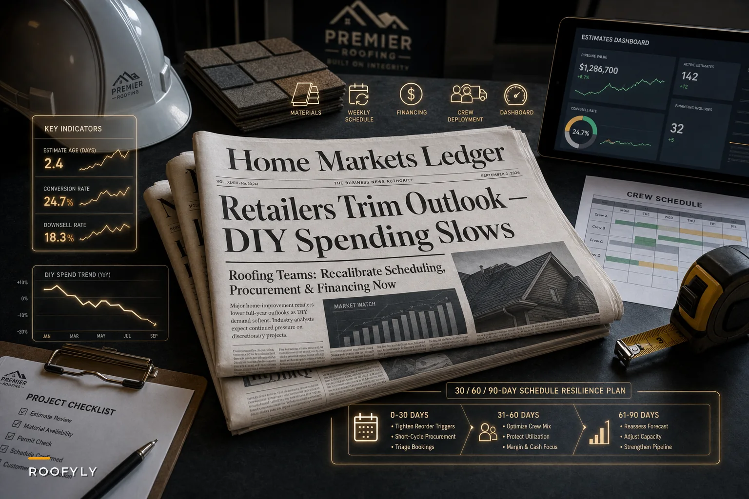 Retailers Trim Outlook — How Roofing Teams Should Recalibrate Scheduling, Procurement, and Financing for a DIY Spending Slowdown