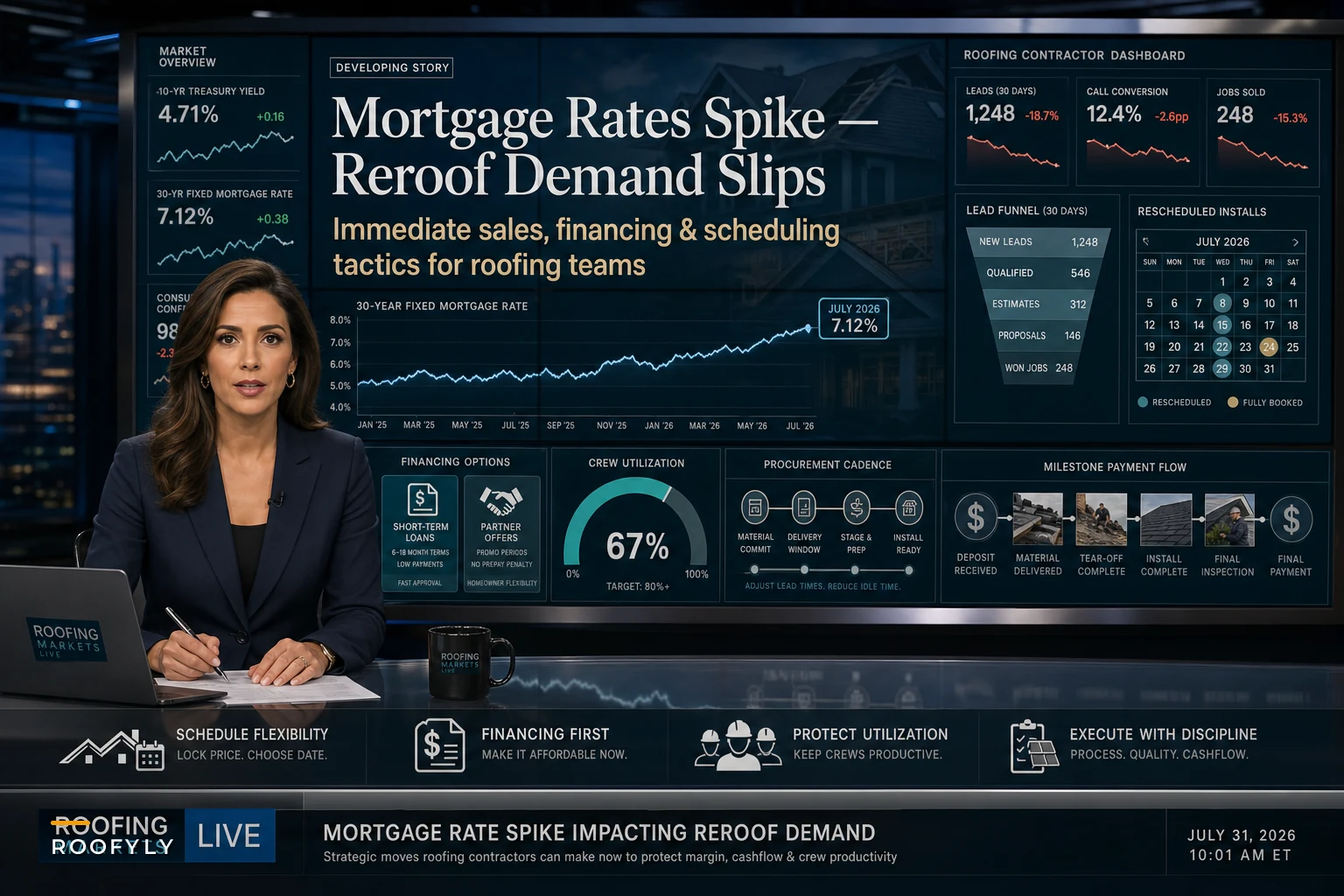 Rising Mortgage Rates: Short-Term Sales, Scheduling, and Cashflow Tactics for Roofing Teams