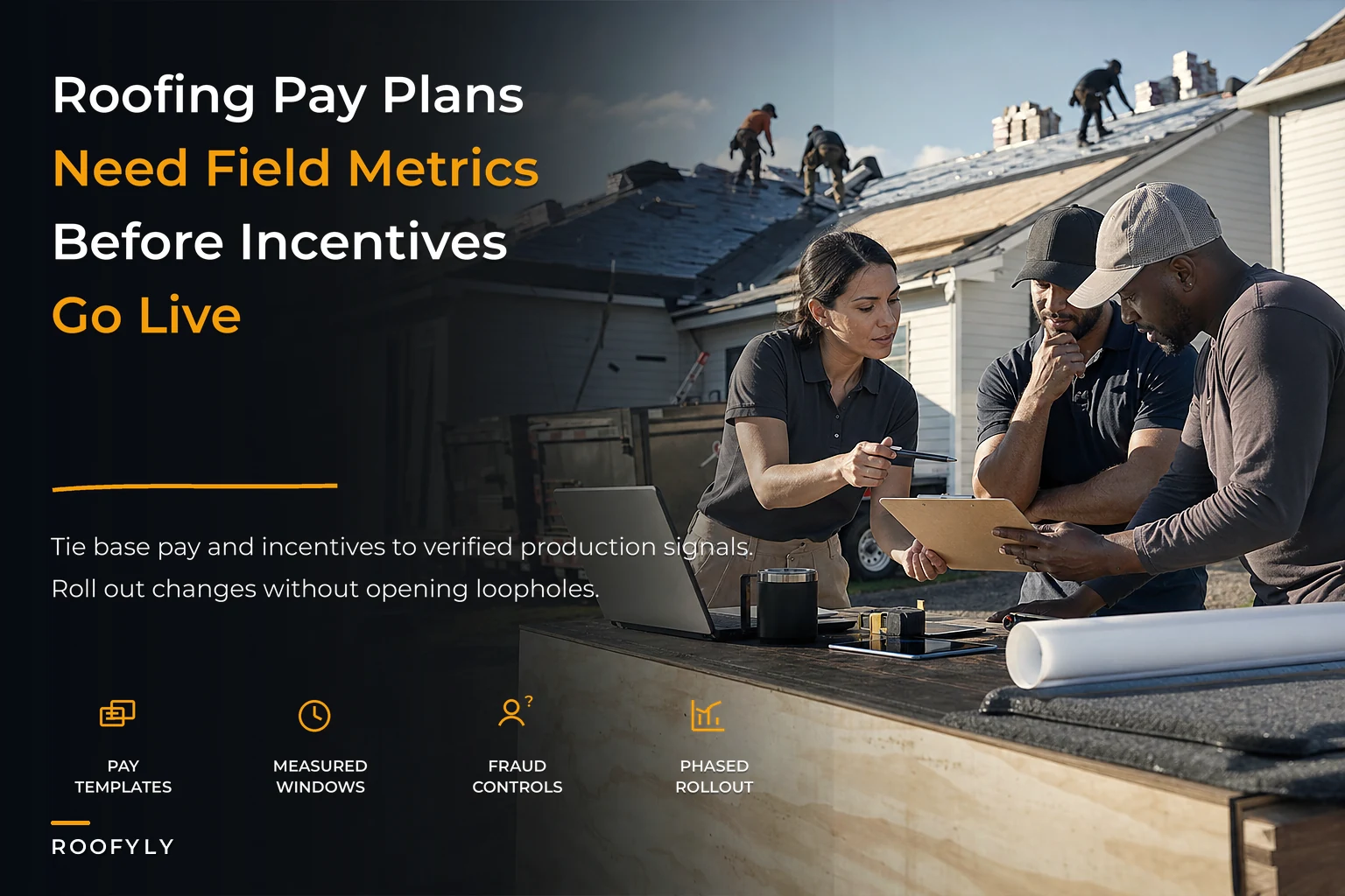 Roofing compensation framework tied to field metrics and rollout controls