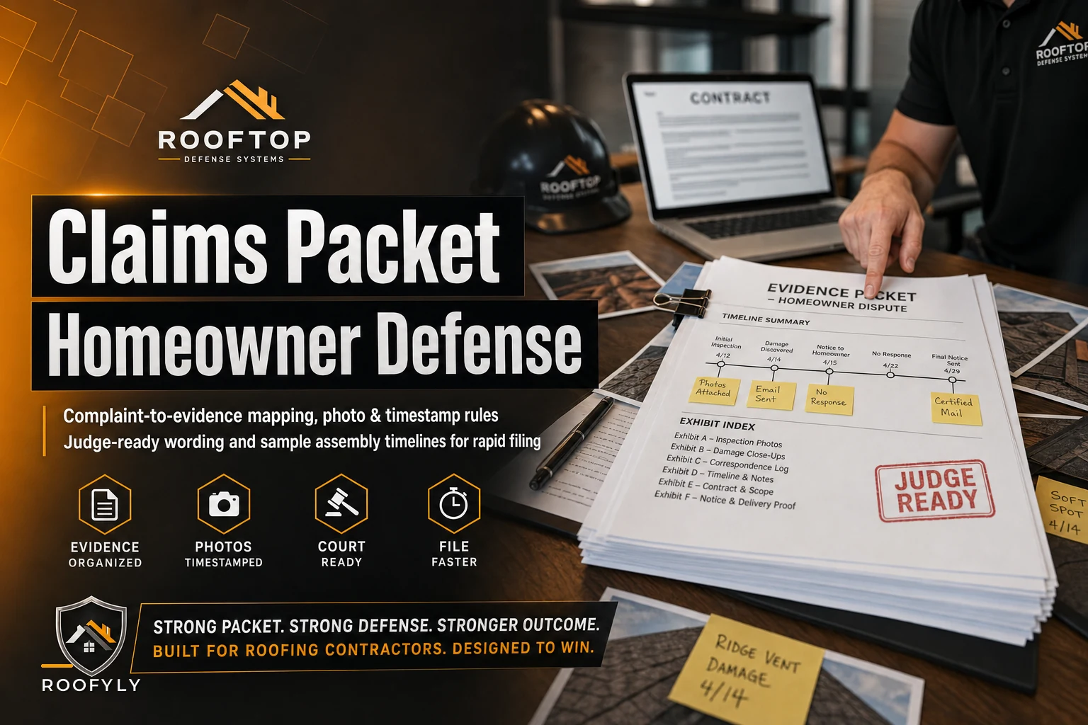 Small-claims evidence packet template for homeowner disputes