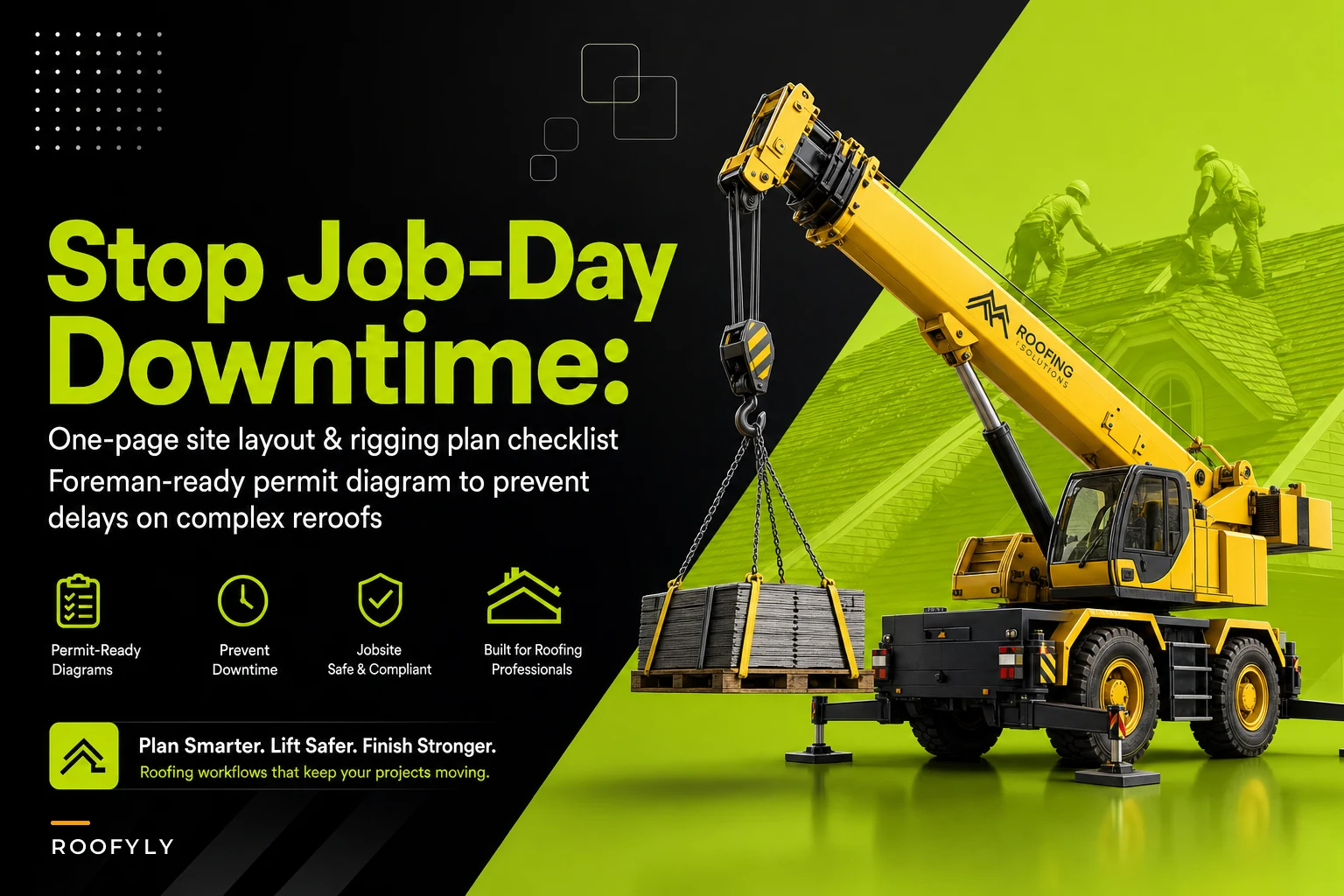 Stop job-day downtime: a one-page site layout and rigging plan checklist for complex residential reroofs
