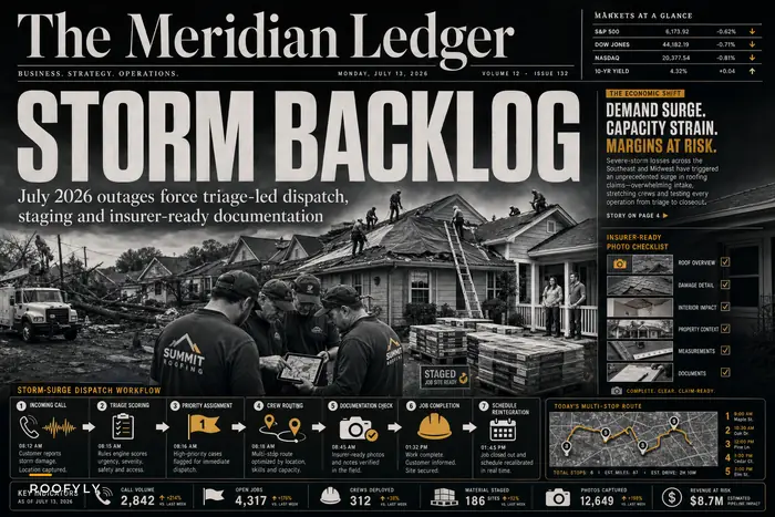 Turning July 2026 Storm Outages into Manageable Workflows: A Roofing Team Playbook for Triage, Dispatch and Insurer-Ready Documentation