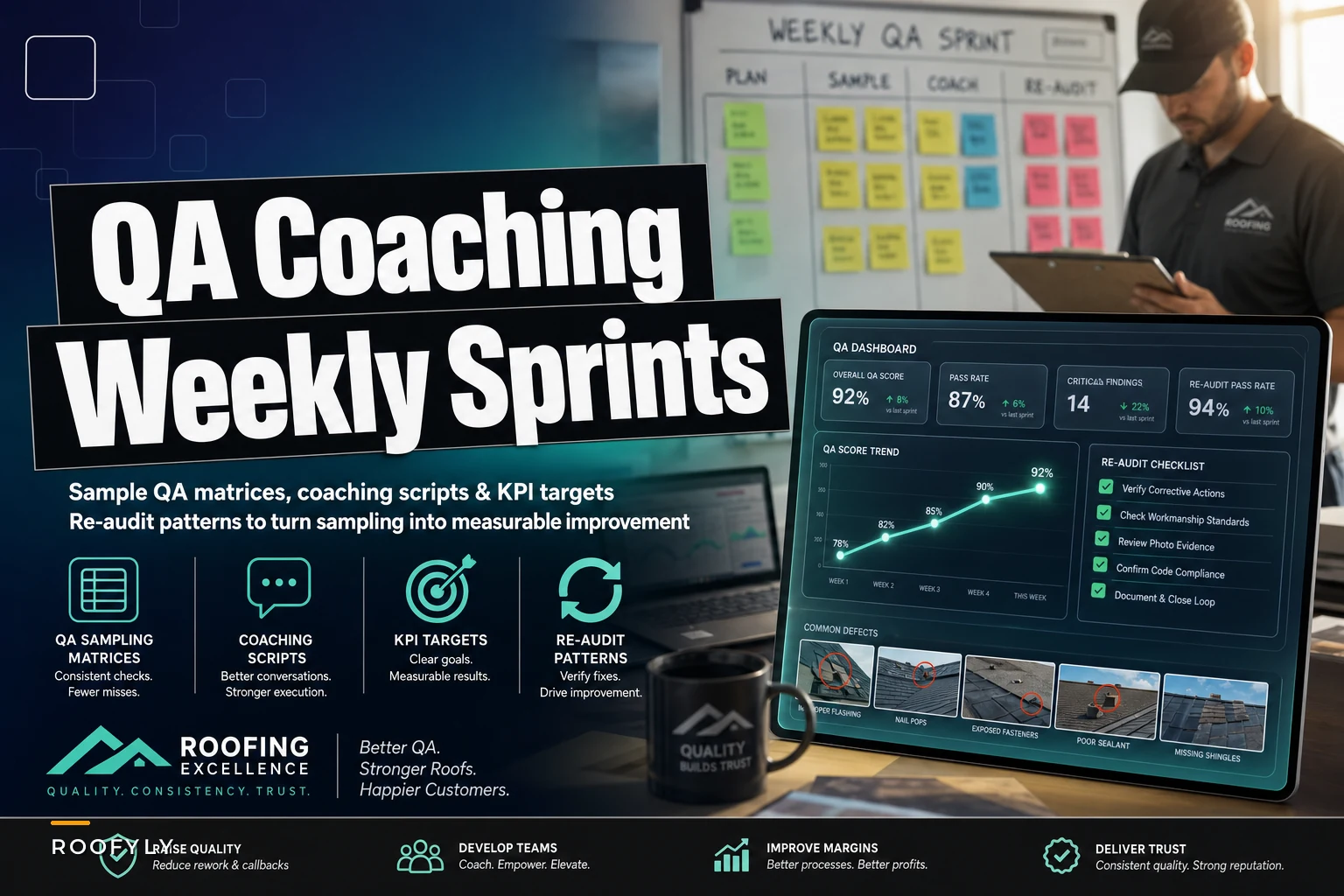 Weekly QA and coaching sprints to fix recurring workmanship issues