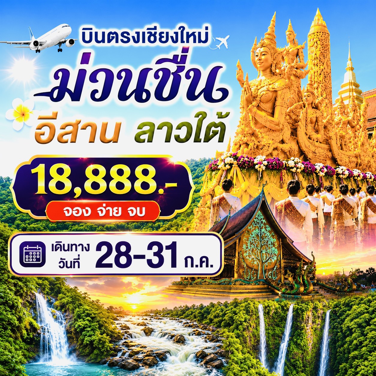 เชียงใหม่ ลาวใต้ อุบล 4วัน 3คืน