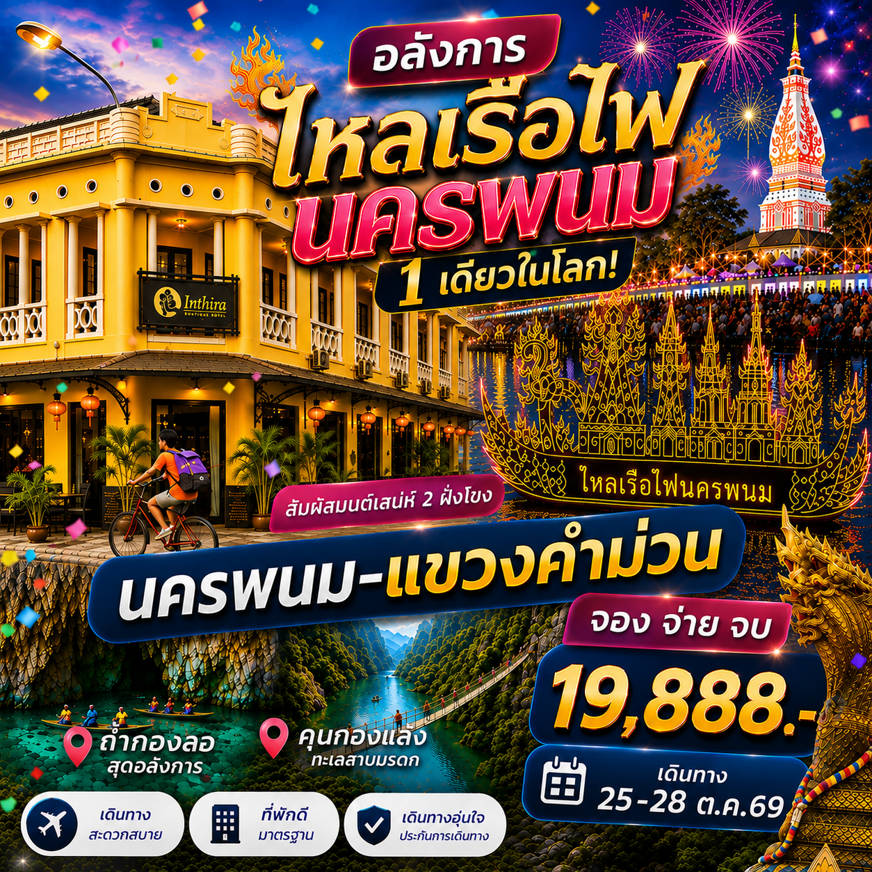 FH-บินจากเชียงใหม่ ไหลเรือไฟ นครพนม ท่าแขก แขวงคำม่วน