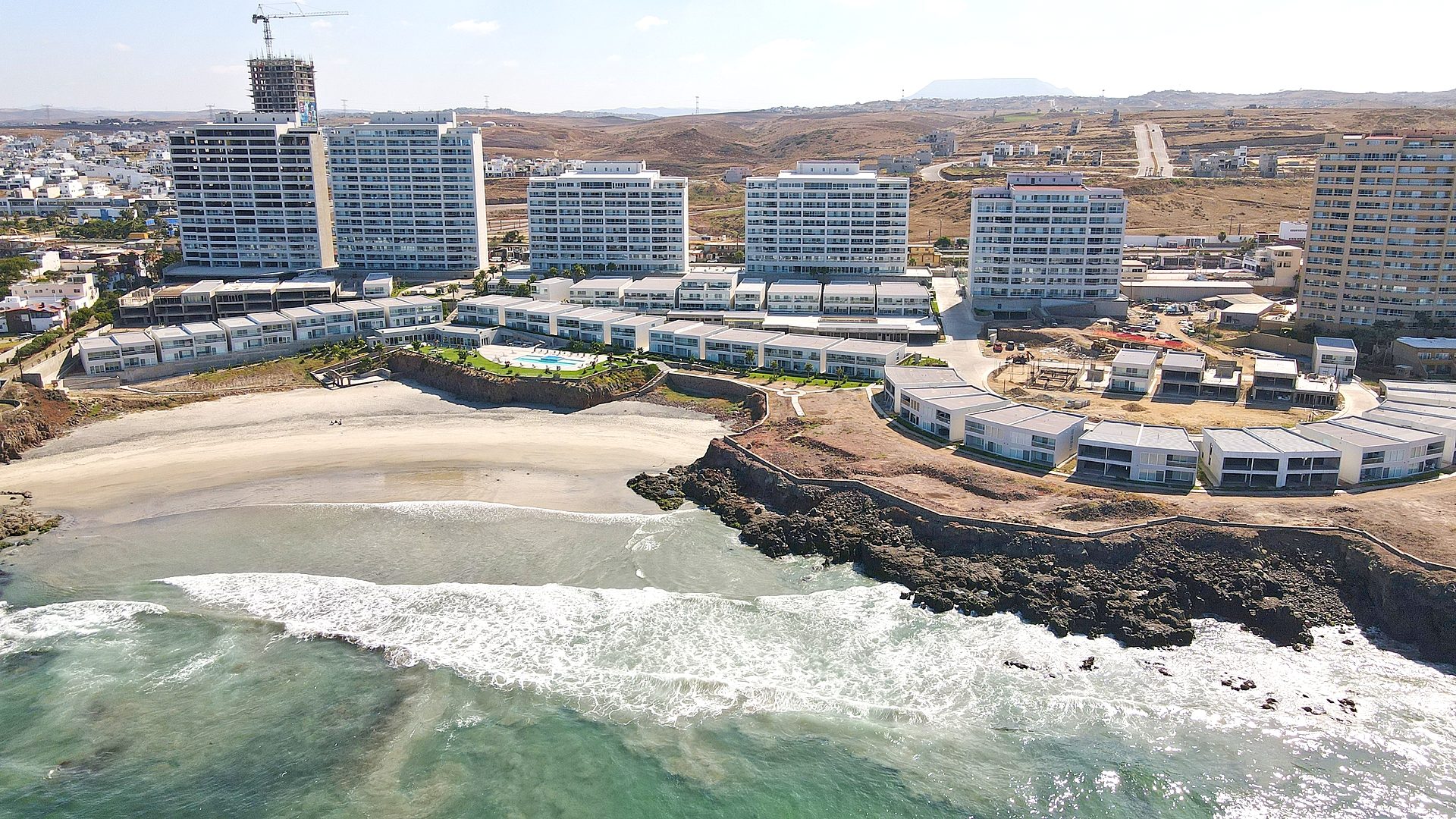 Aerial view of Rosarito Beach Pacific coastline 45 minutes south of San Diego