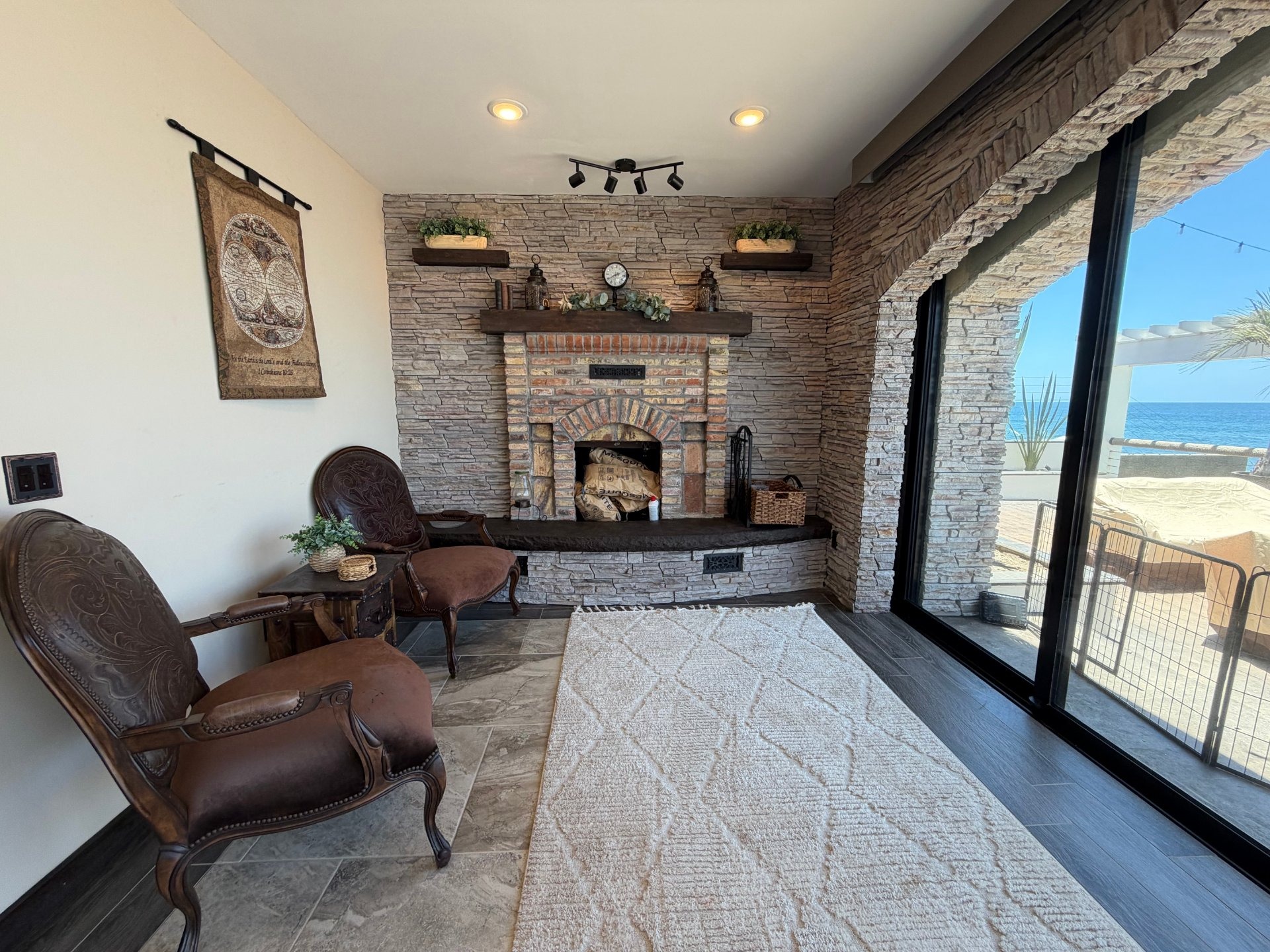 Beachfront condo balcony overlooking the Pacific Ocean in Rosarito Beach