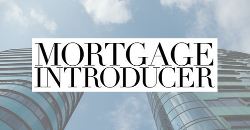 Mortgage Introducer logo over two modern sky scrapers