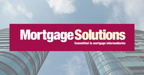 Mortgage Solutions logo over two modern sky scrapers