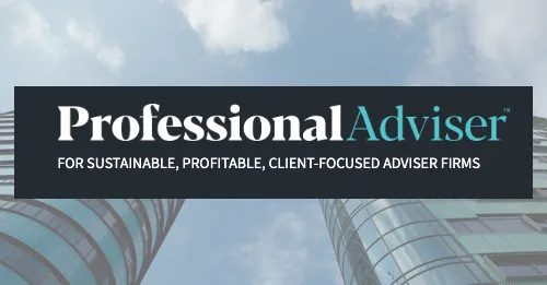 Professional Adviser logo over two modern sky scrapers