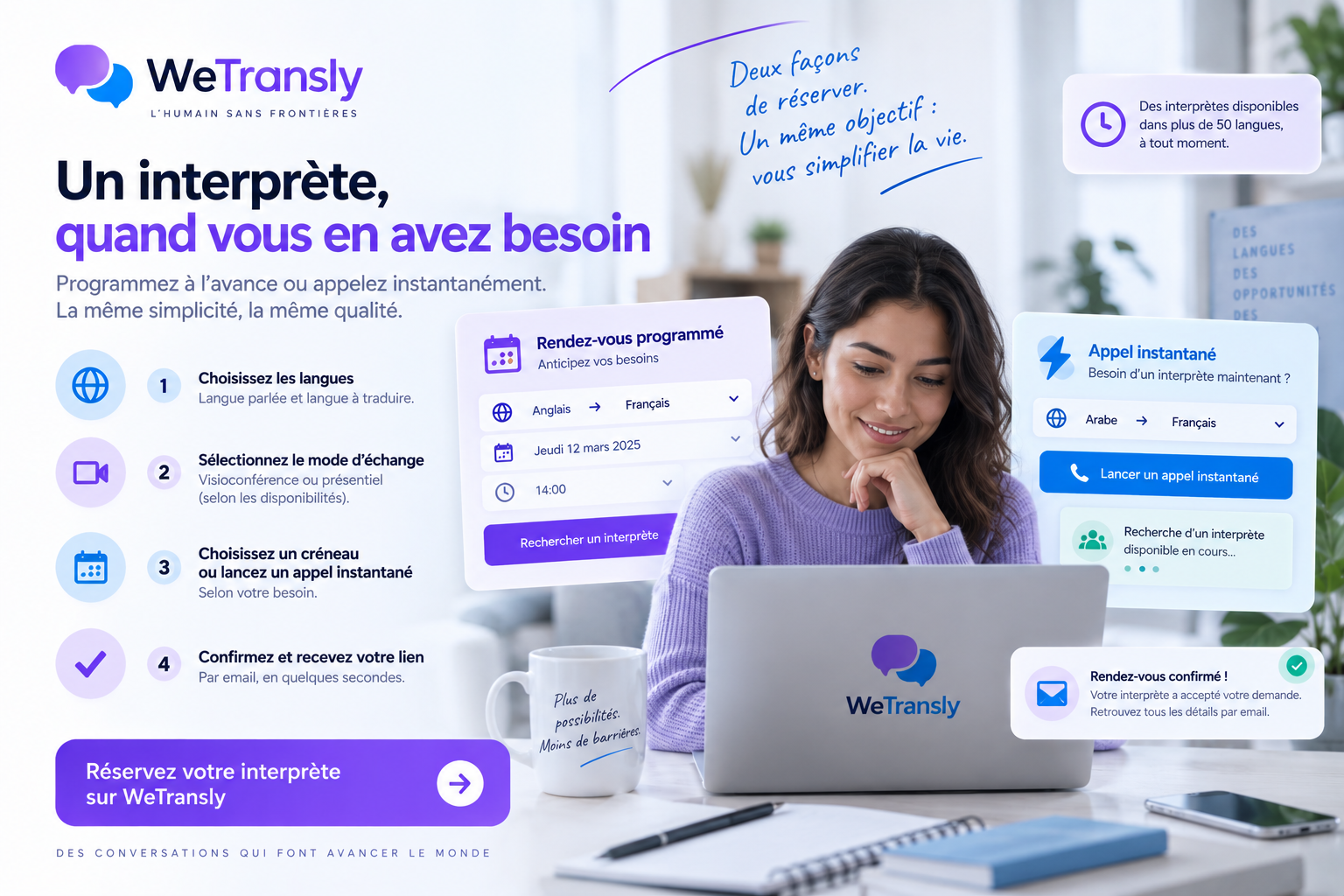 Deux façons de réserver, selon votre besoin