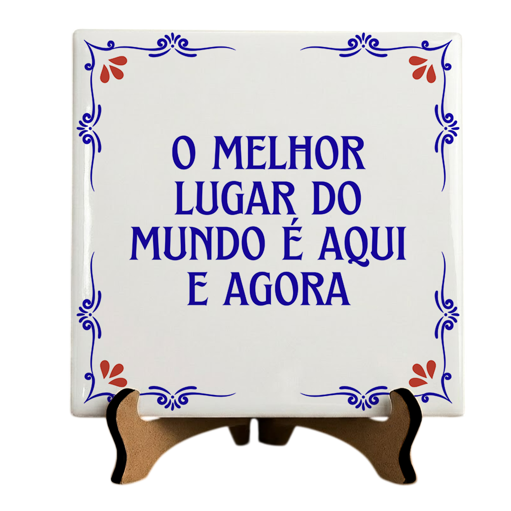 Azulejo Decorativo Com Frase - Aqui e Agora - 10x10cm