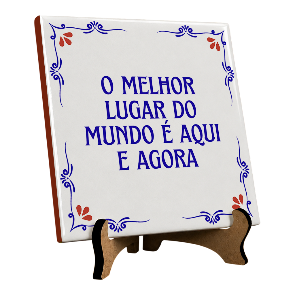 Azulejo Decorativo Com Frase - Aqui e Agora - 10x10cm - Vista 2