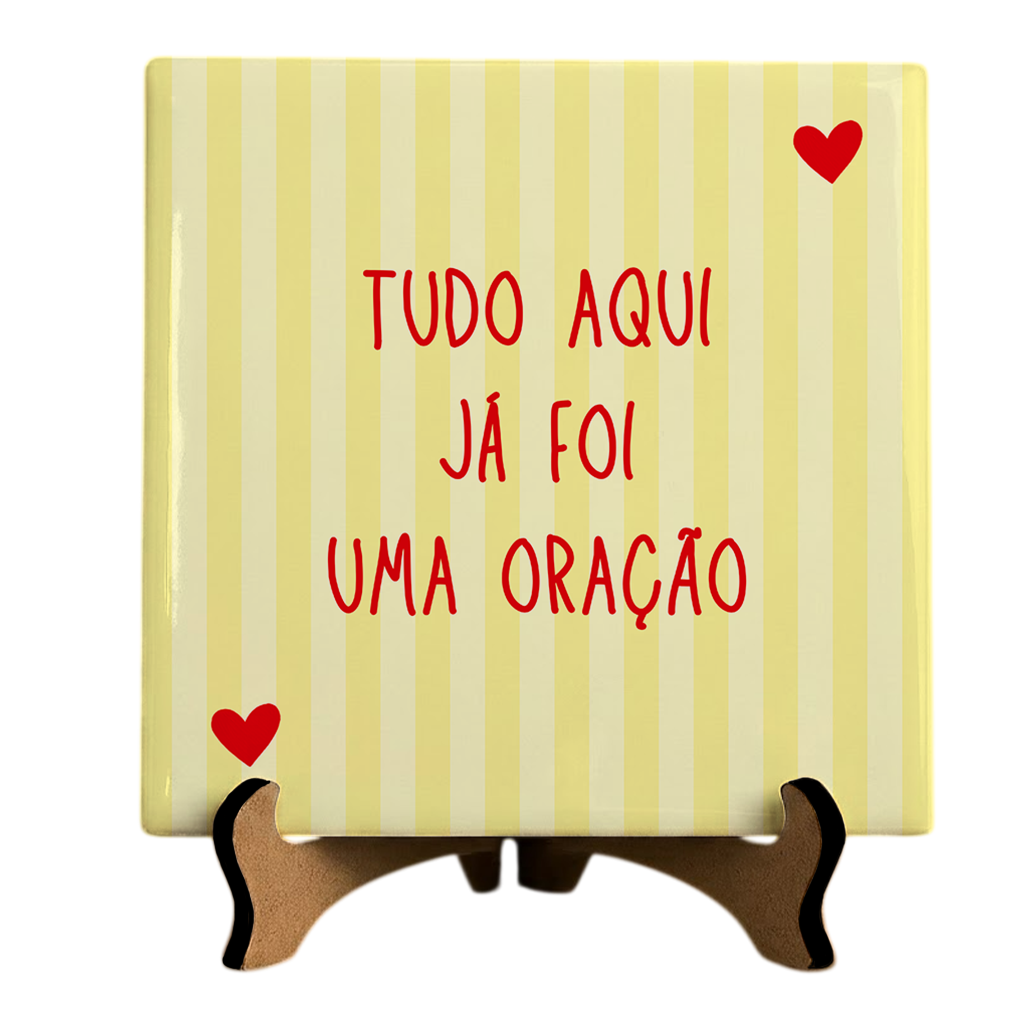 Azulejo Decorativo Com Frase Listras - Agradecer Sempre Será a Prece Mais Bonita - 10x10cm