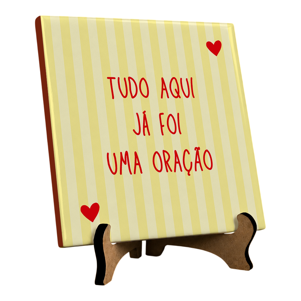 Azulejo Decorativo Com Frase Listras - Agradecer Sempre Será a Prece Mais Bonita - 10x10cm - Vista 2