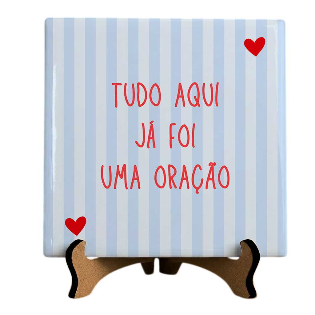Azulejo Decorativo Com Frase Listras - Agradecer Sempre Será a Prece Mais Bonita - 10x10cm
