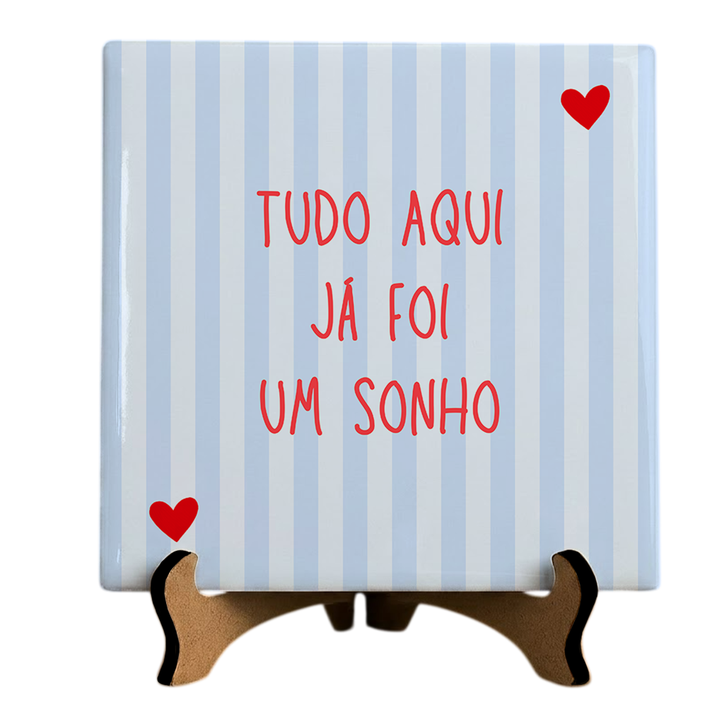 Azulejo Decorativo Com Frase Listras - Agradecer Sempre Será a Prece Mais Bonita - 20x20cm