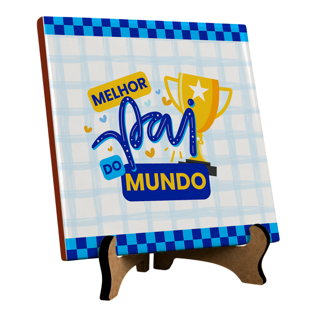 Azulejo Melhor Pai do Mundo - Azul - Vista 2