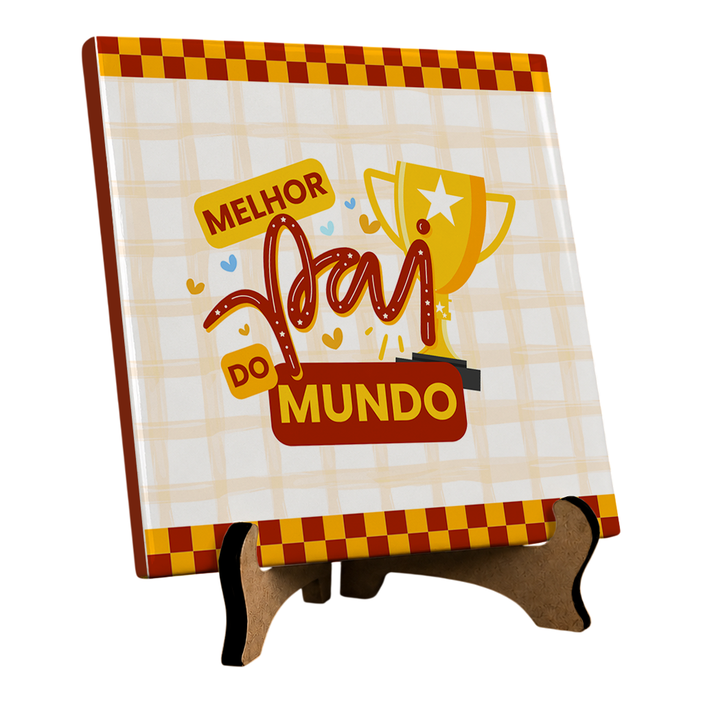 Azulejo Melhor Pai do Mundo - laranja - Vista 2