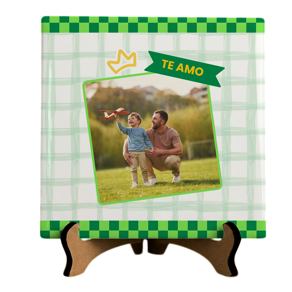 Azulejo Melhor Pai do Mundo - Foto Verde