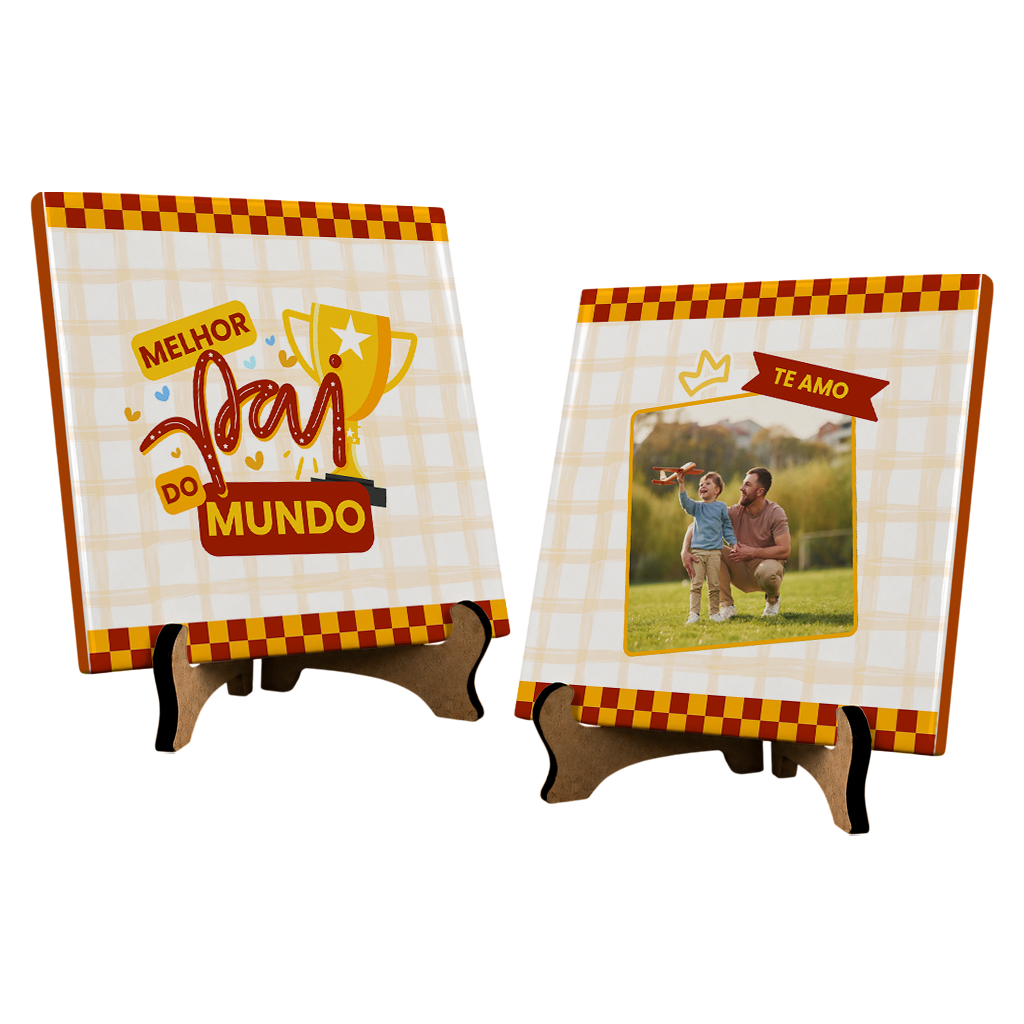 Azulejo Melhor Pai do Mundo - Kit Laranja - Vista 2