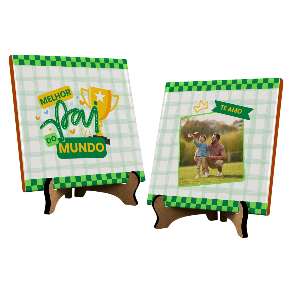 Azulejo Melhor Pai do Mundo - Kit Verde - Vista 2