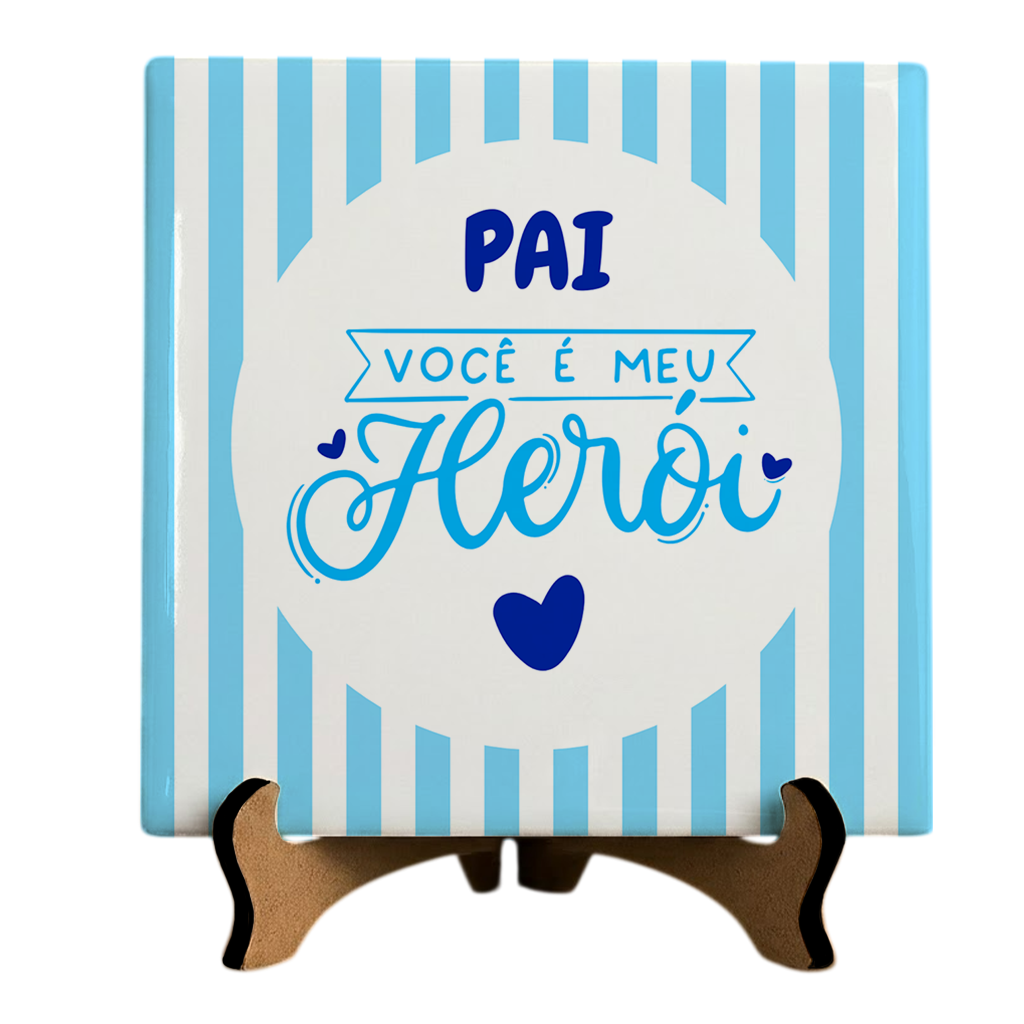 Azulejo Pai Meu Herói - Azul