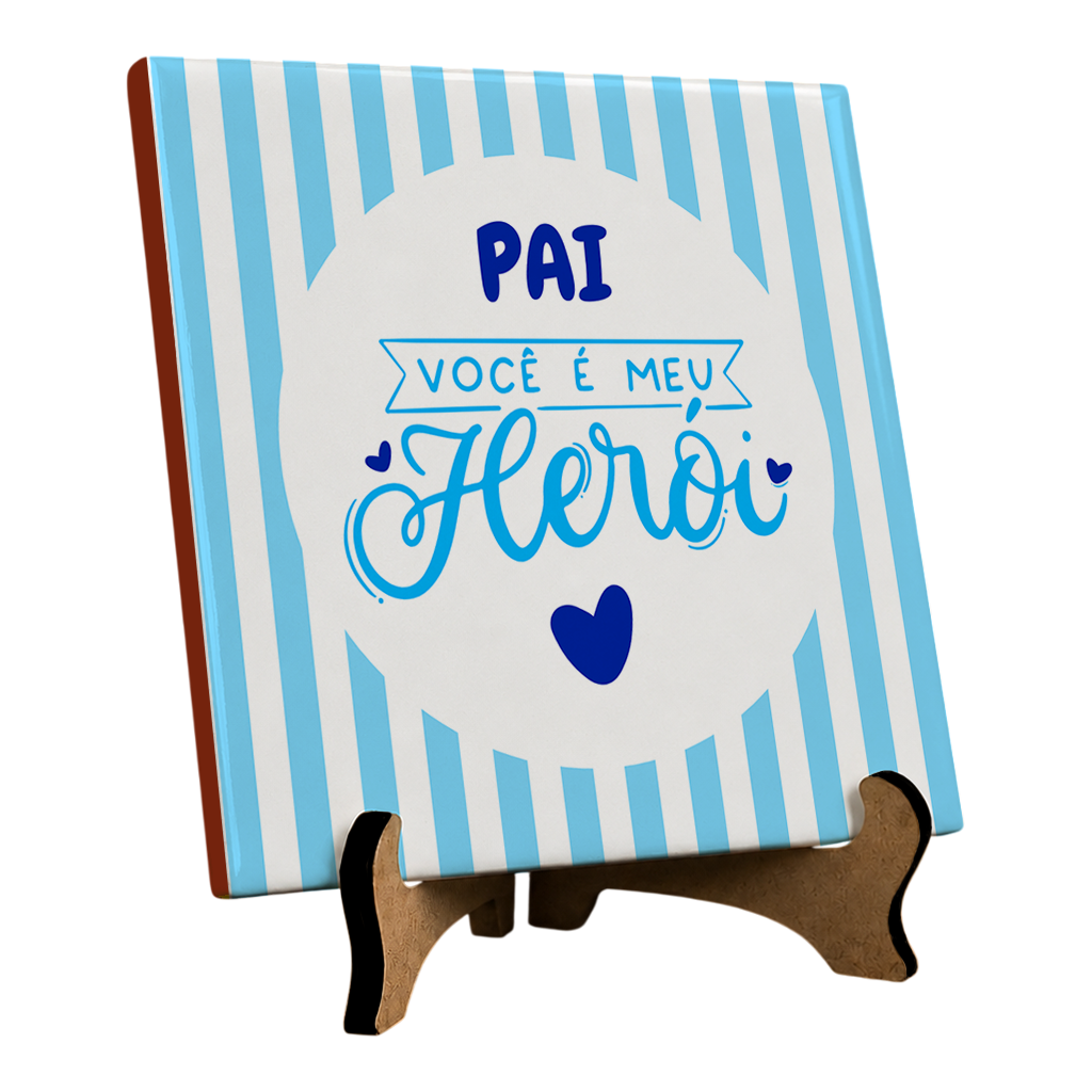 Azulejo Pai Meu Herói - Azul - Vista 2