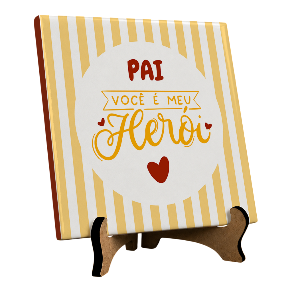 Azulejo Pai Meu Herói - Laranja - Vista 2