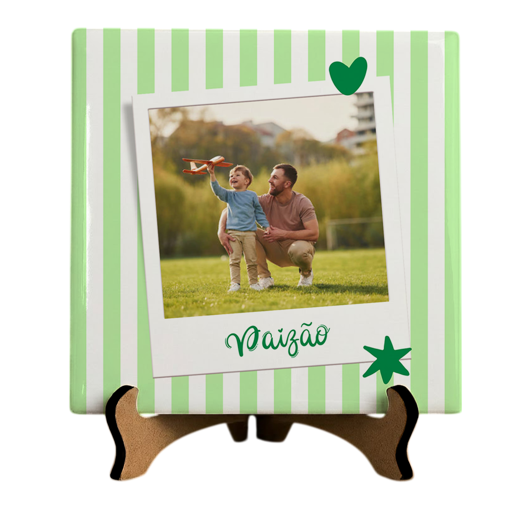 Azulejo Pai Meu Herói - Foto Verde