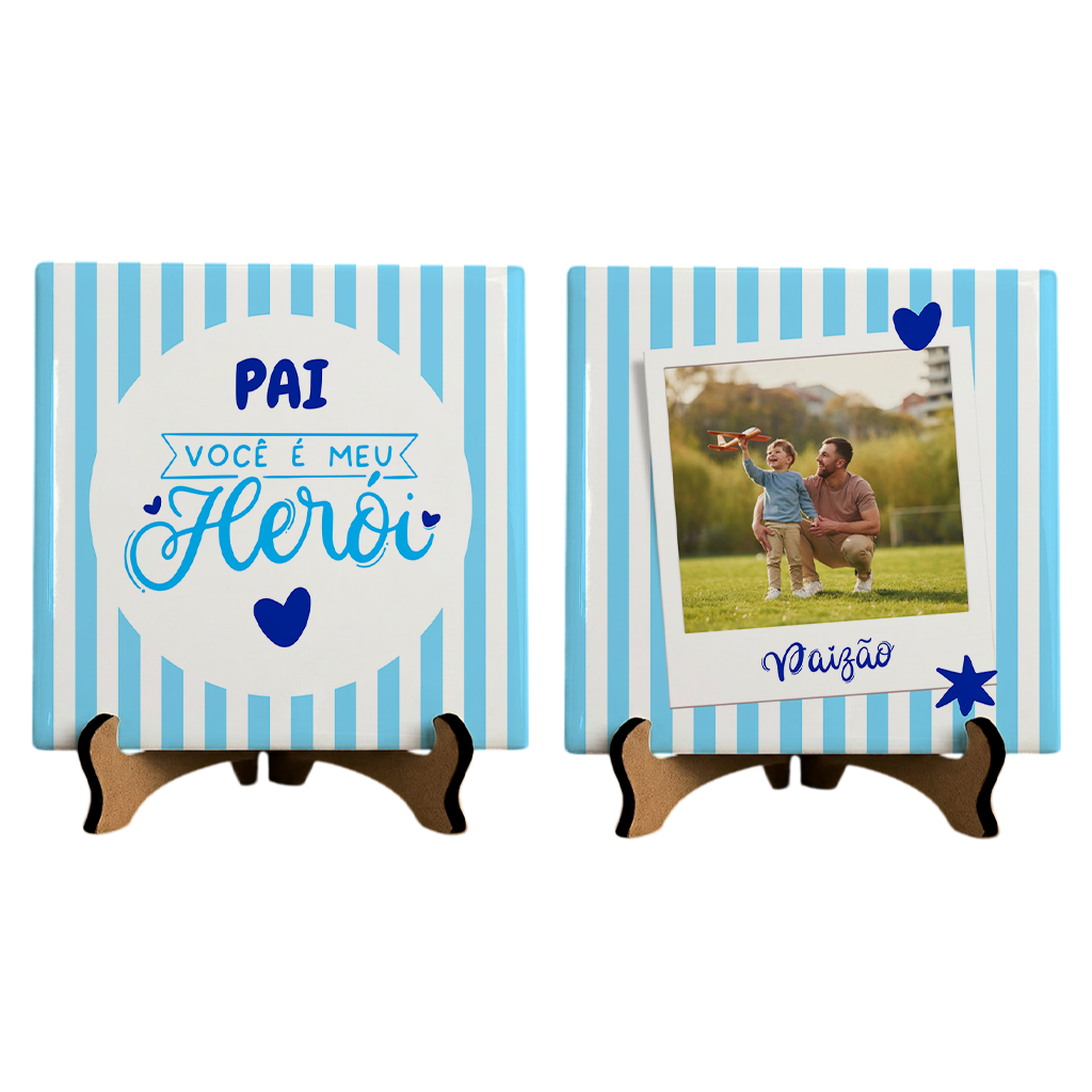 Azulejo Pai Meu Herói - Kit Azul