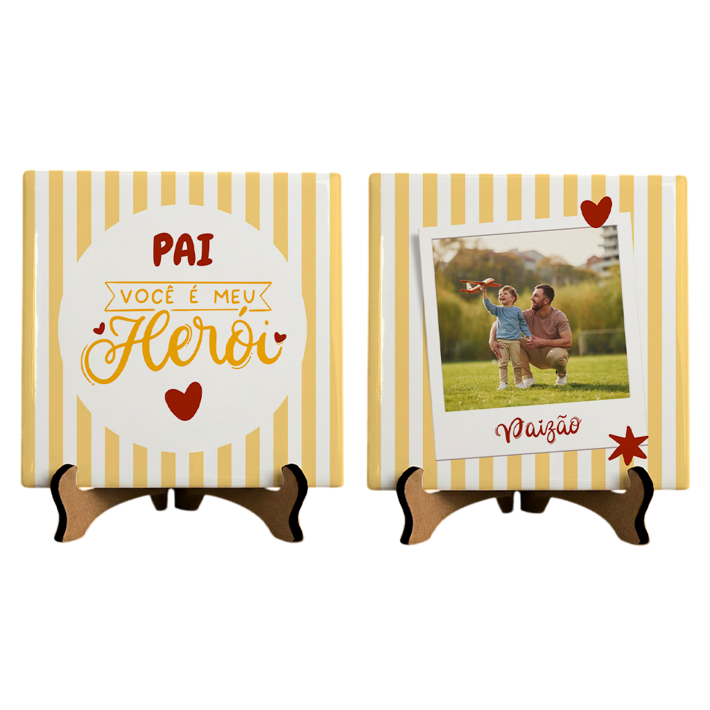 Azulejo Pai Meu Herói - Kit Laranja