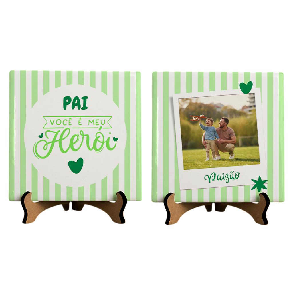 Azulejo Pai Meu Herói - Kit Verde