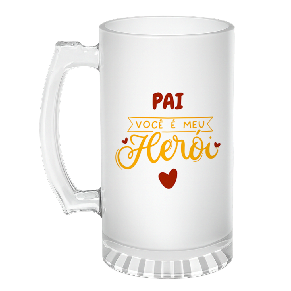 Caneca de Chopp Pai Meu Herói - Laranja