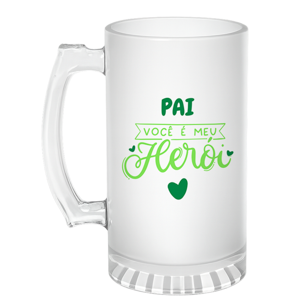 Caneca de Chopp Pai Meu Herói - Verde