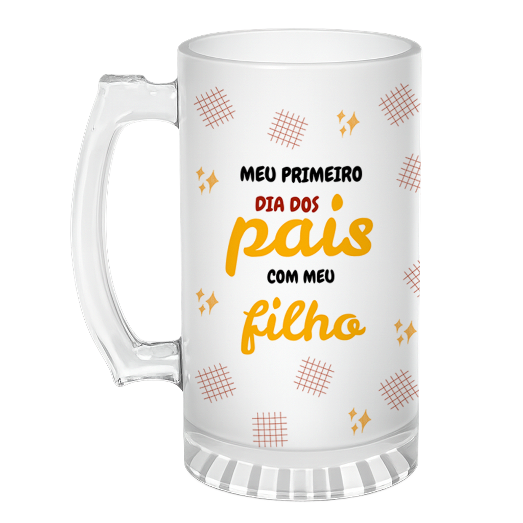 Caneca de Chopp Primeiro Dia Dos Pais - Laranja