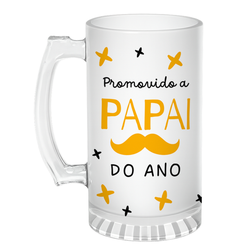 Caneca de Chopp Promovido a Papai do Ano - Laranja