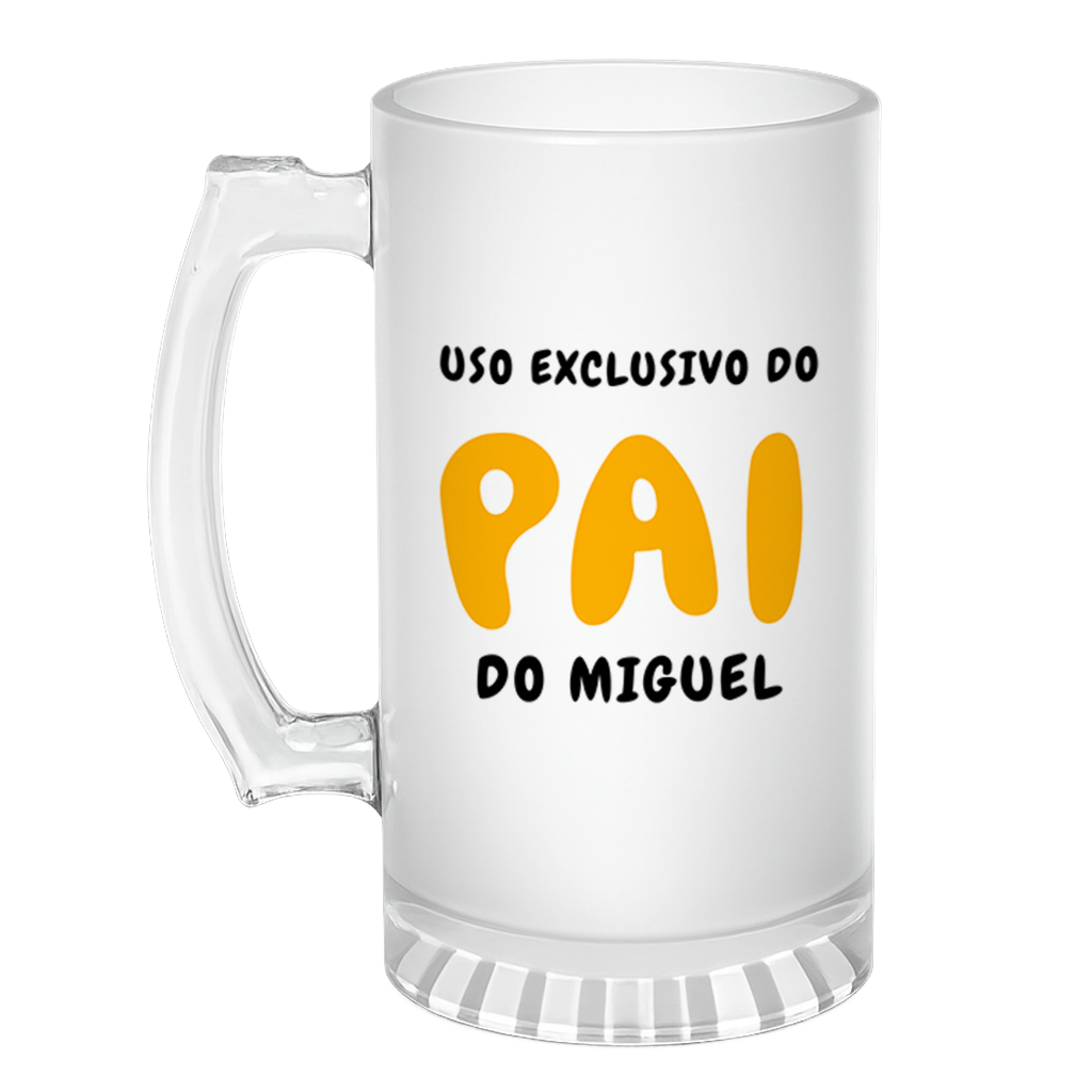Caneca de Chopp Uso Exclusivo Pai - Laranja