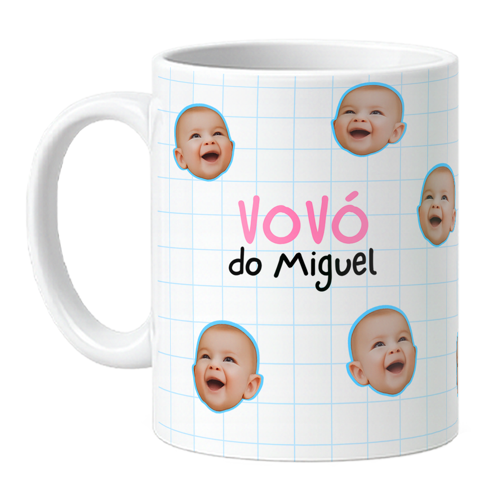 Caneca Carinhas Vovó - Com Nome