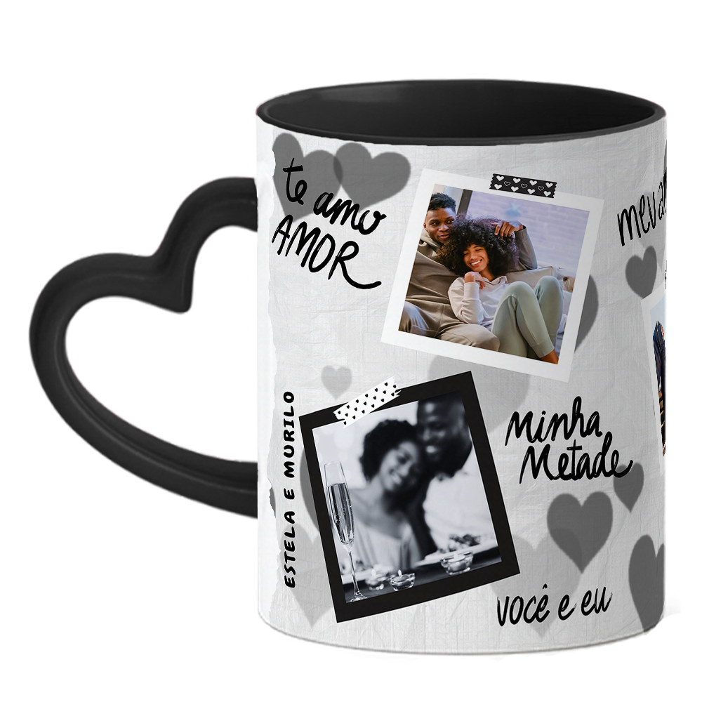Caneca Coração Namorados  - Colagem de Fotos
