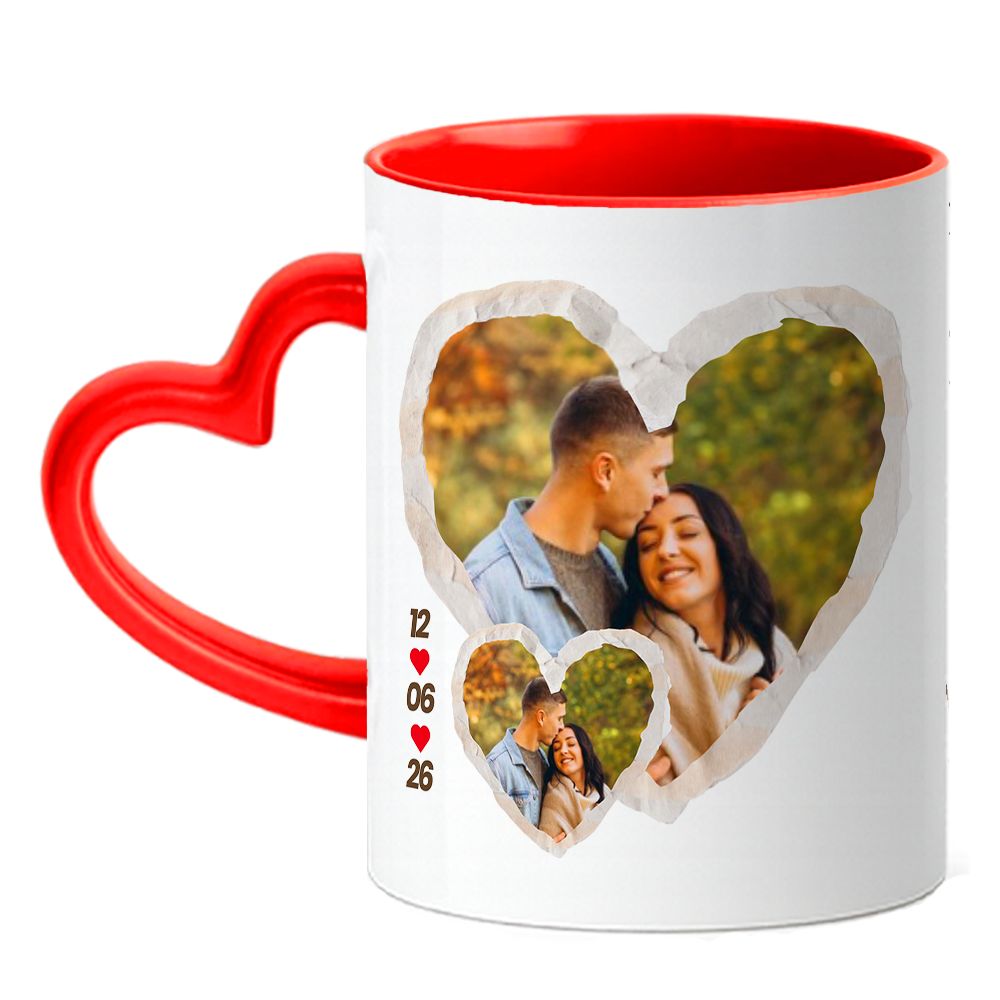 Caneca Coração Namorados - Calendario - Vermelha