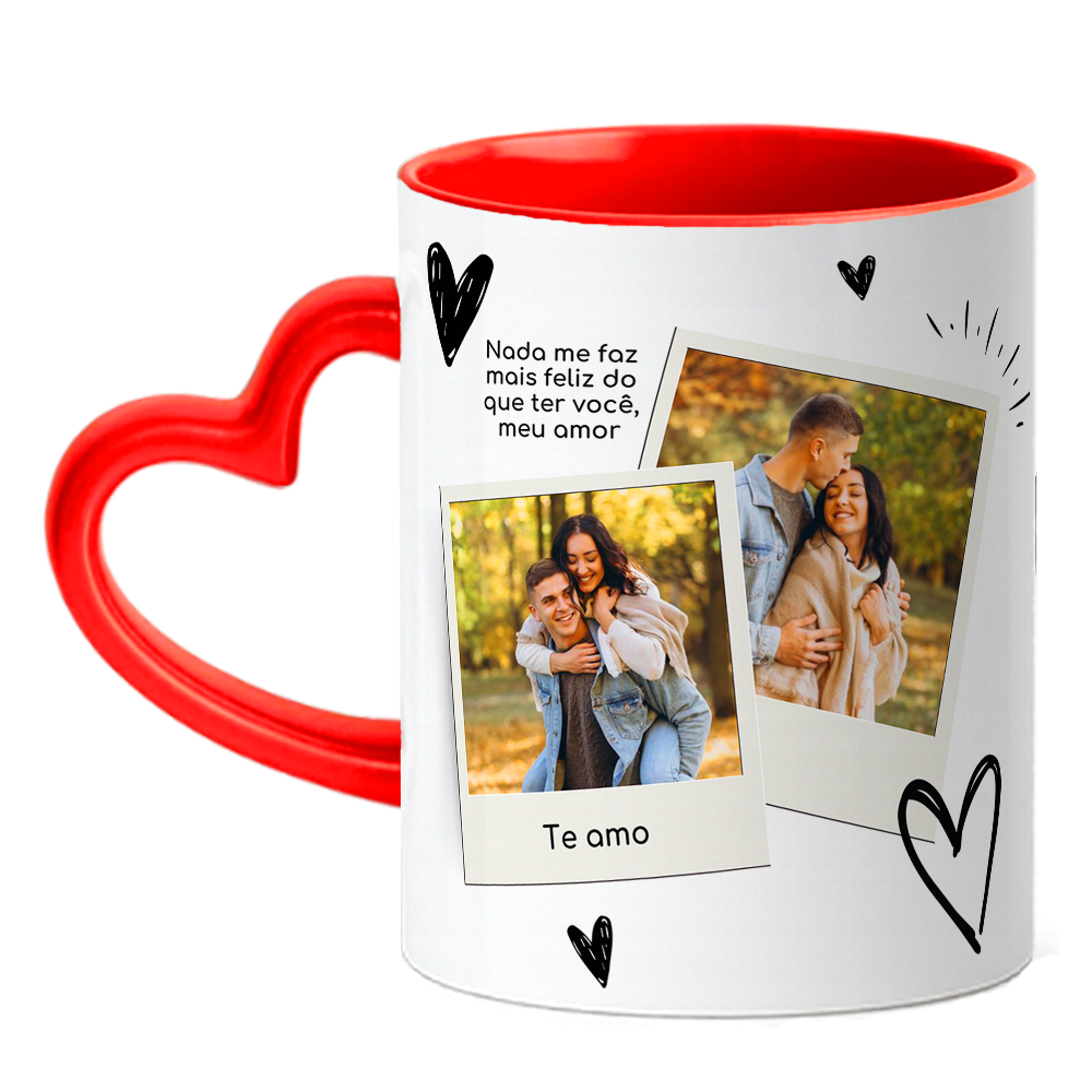 Caneca Coração Namorados - Meu Amor é Teu - Vermelha