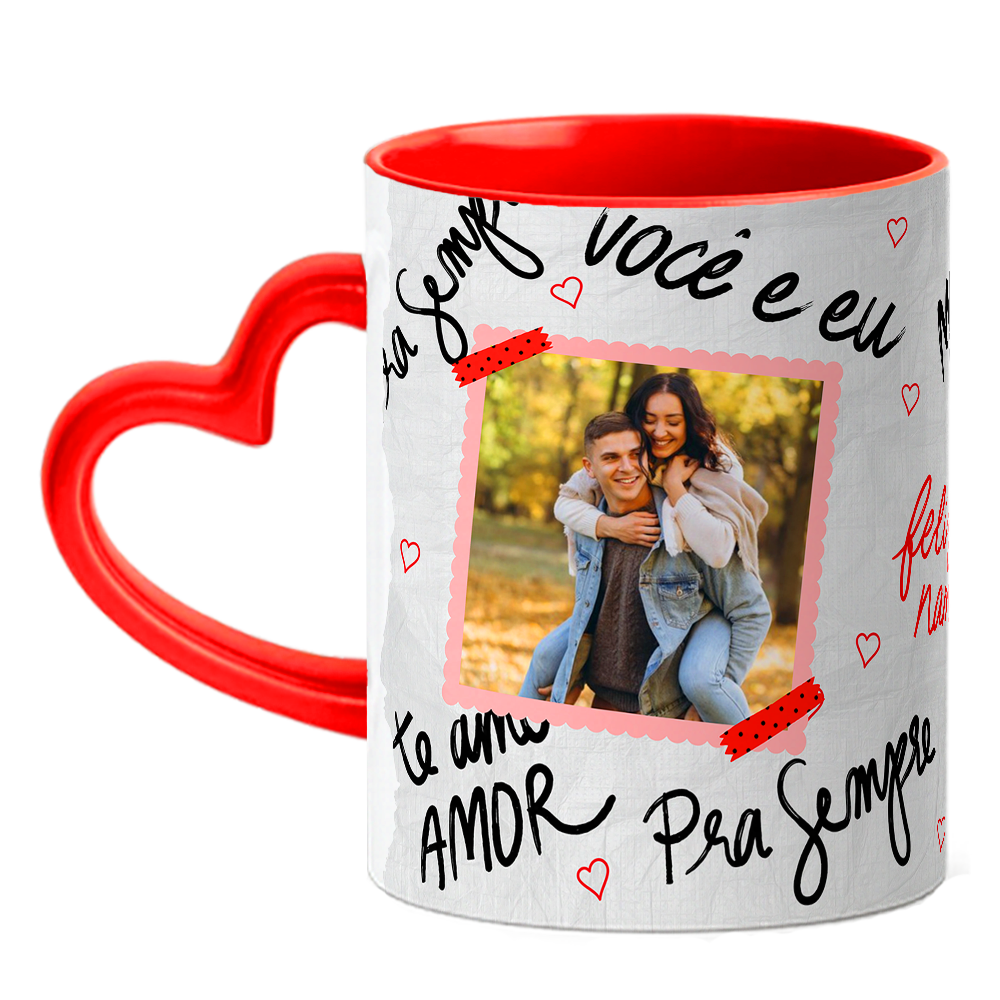 Caneca Namorados Coração - Minha Metade - Vermelha