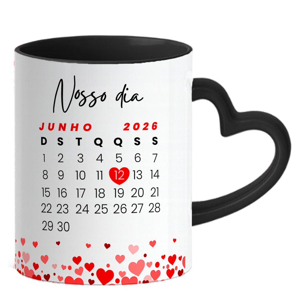 Caneca Namorados Coração - Nosso Dia- Preta - Vista 2