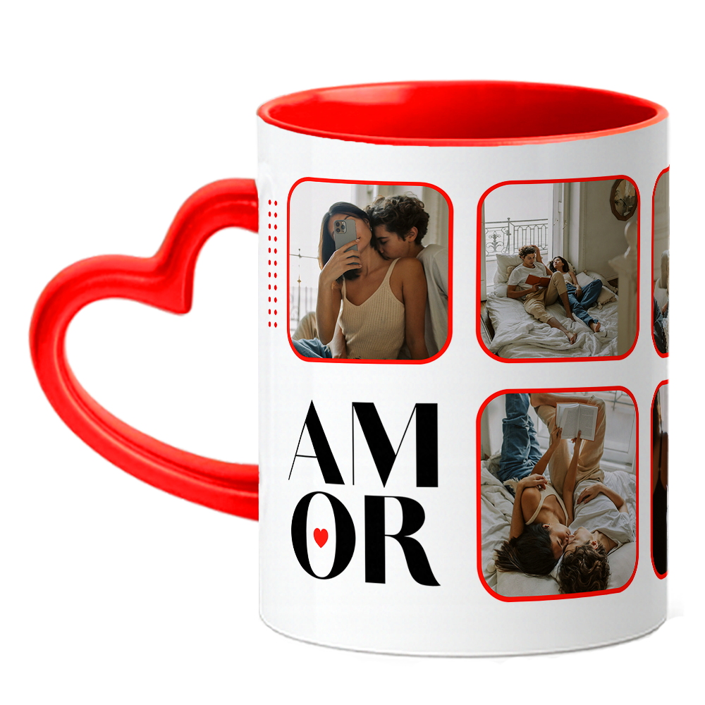 Caneca Namorados Coração - Nossos Momentos - Vermelha