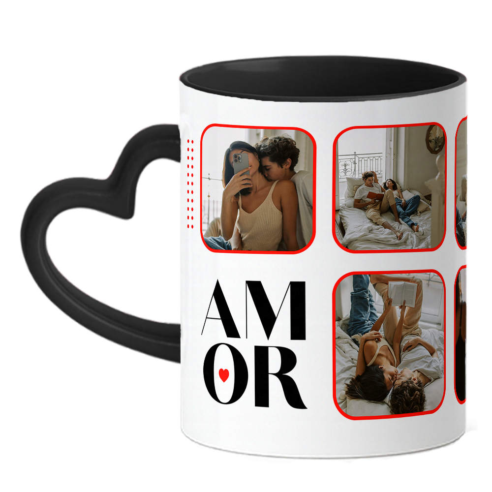 Caneca Namorados Coração - Nossos Momentos - Preta