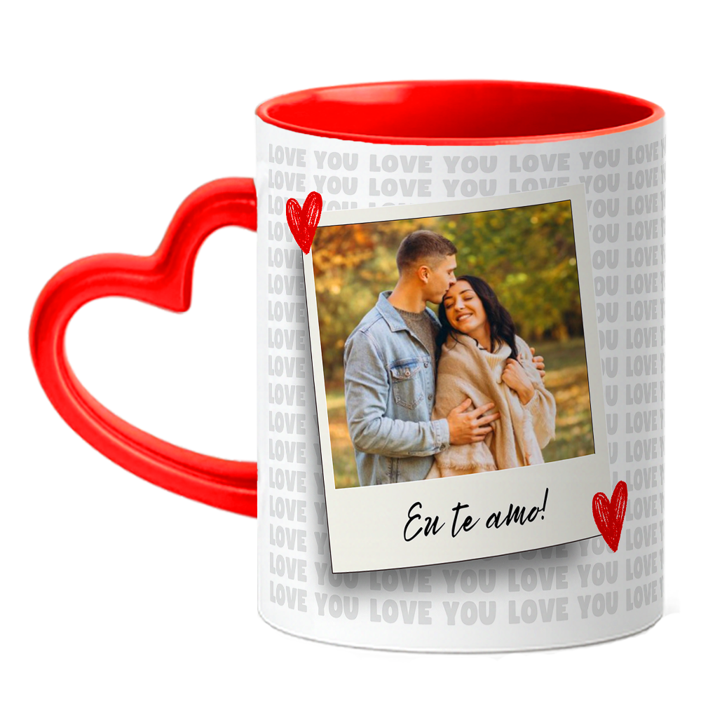 Caneca Namorados Coração - Love You - Vermelha