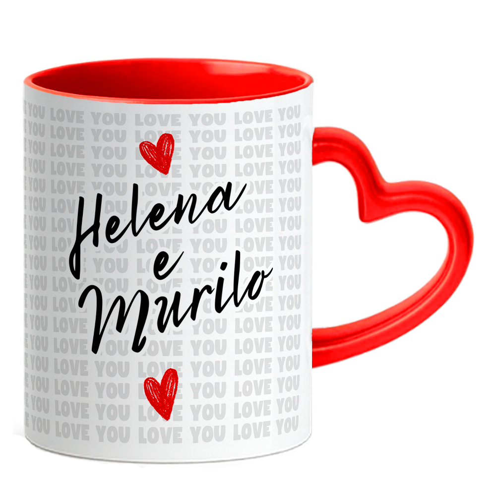 Caneca Namorados Coração - Love You - Vermelha - Vista 2