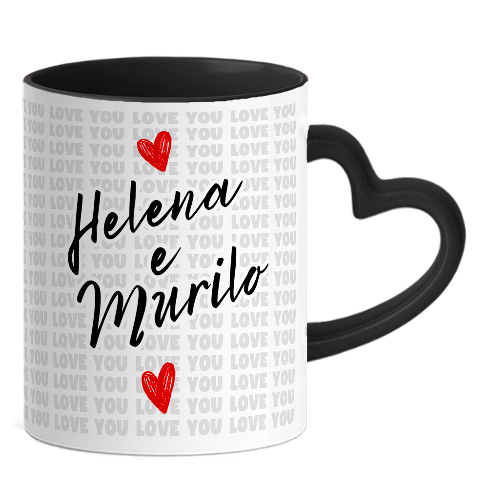 Caneca Namorados Coração - Love You - Preta - Vista 2