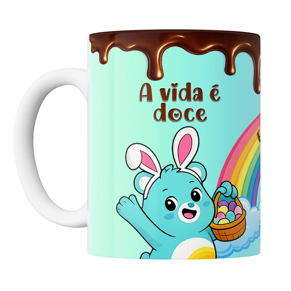 Caneca Páscoa dos Ursinhos Carinhosos - A Vida é Doce